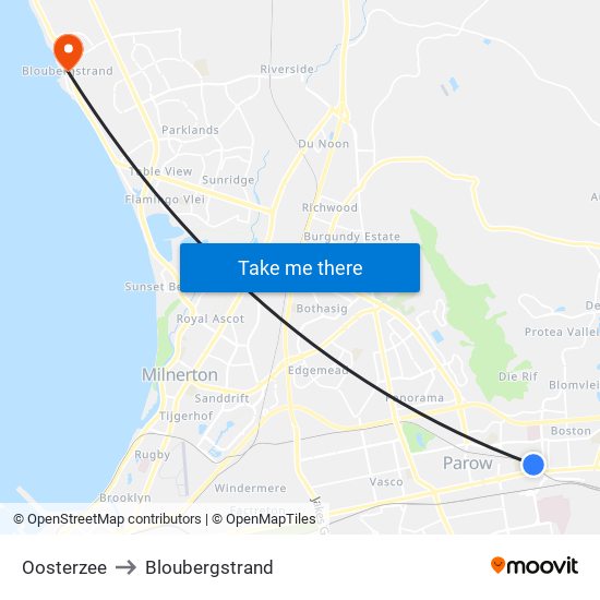 Oosterzee to Bloubergstrand map