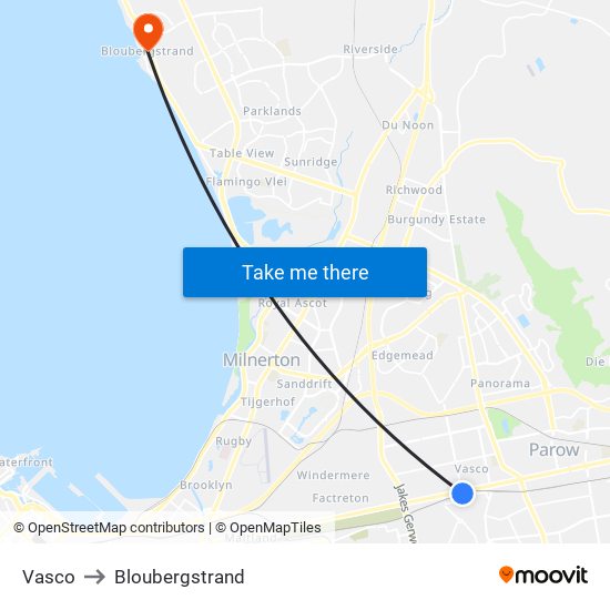 Vasco to Bloubergstrand map