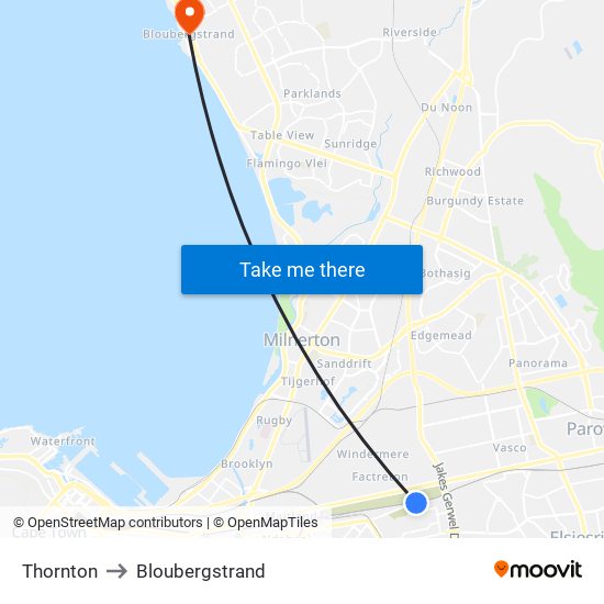 Thornton to Bloubergstrand map