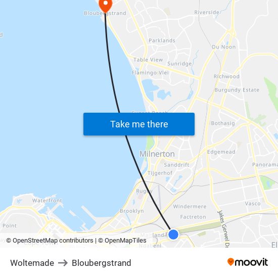 Woltemade to Bloubergstrand map