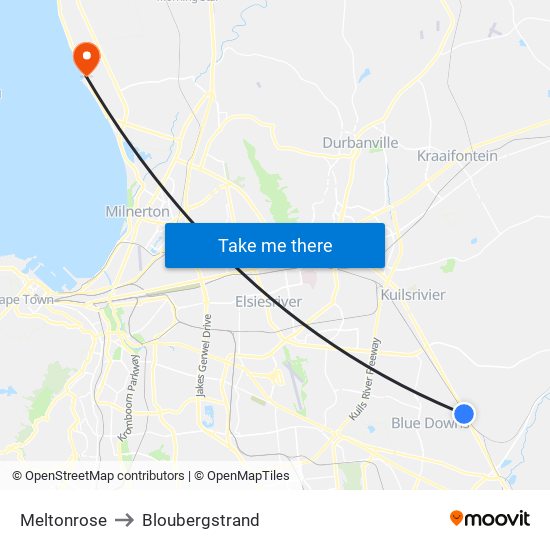 Meltonrose to Bloubergstrand map