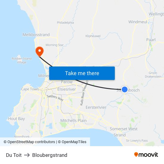 Du Toit to Bloubergstrand map