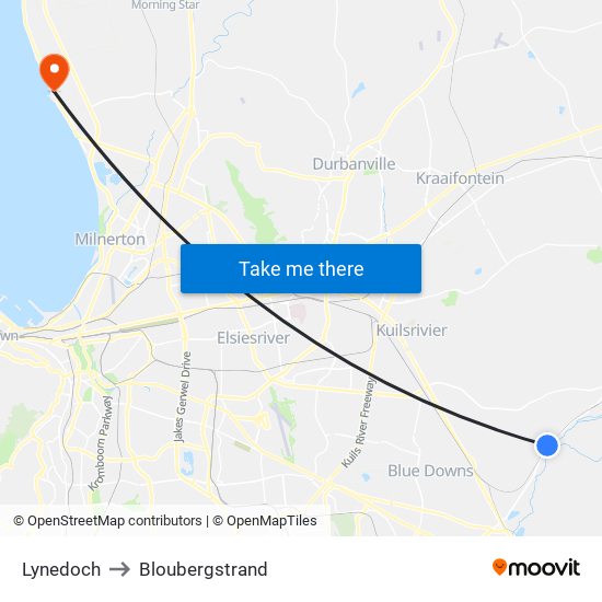 Lynedoch to Bloubergstrand map