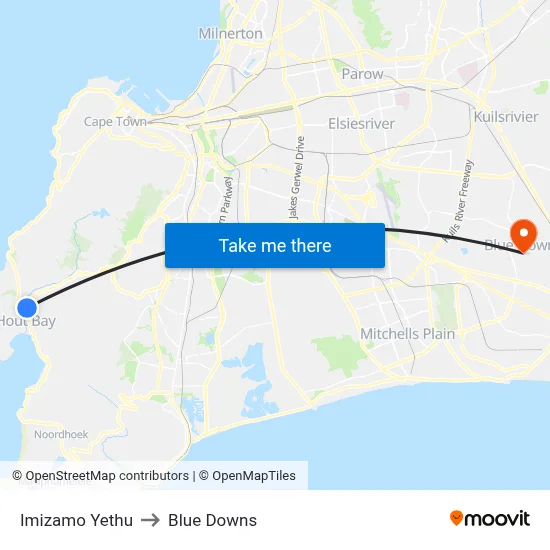 Imizamo Yethu to Blue Downs map