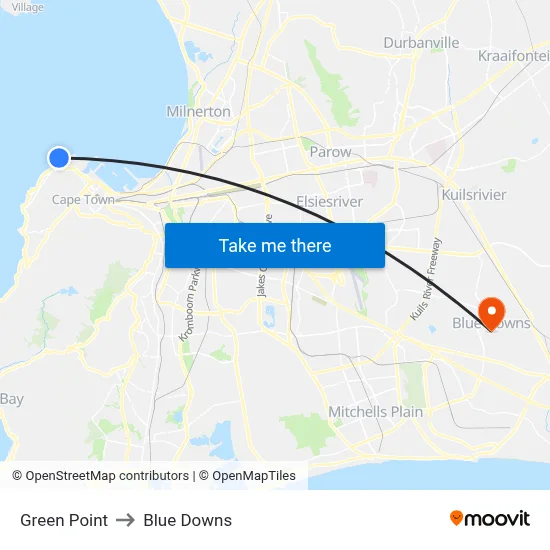 Green Point to Blue Downs map