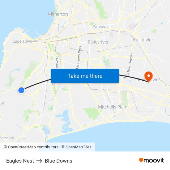 Eagles Nest to Blue Downs map