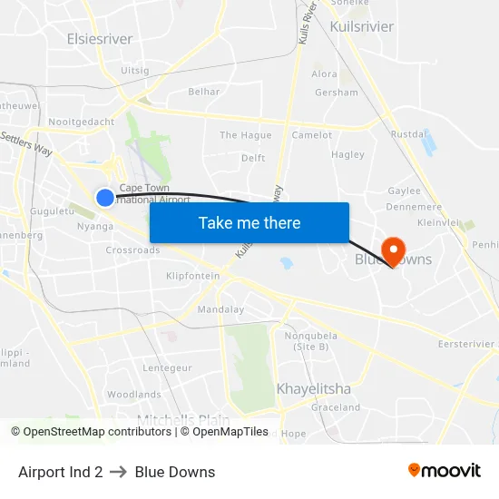 Airport Ind 2 to Blue Downs map