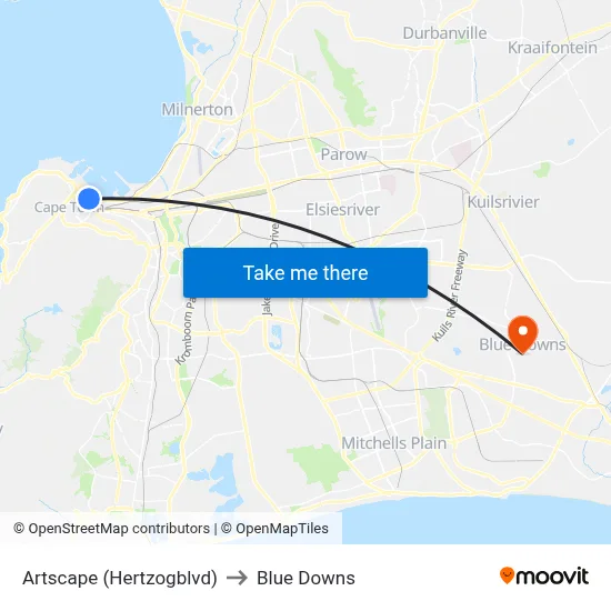 Artscape (Hertzogblvd) to Blue Downs map