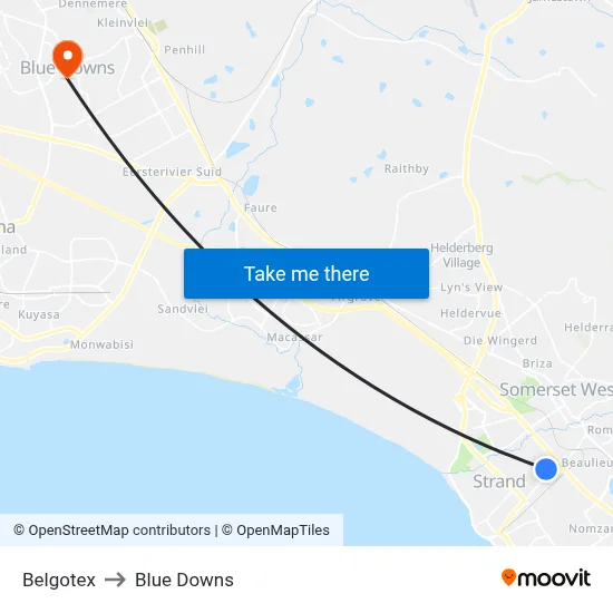 Belgotex to Blue Downs map