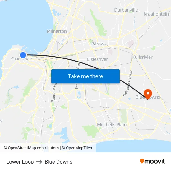 Lower Loop to Blue Downs map