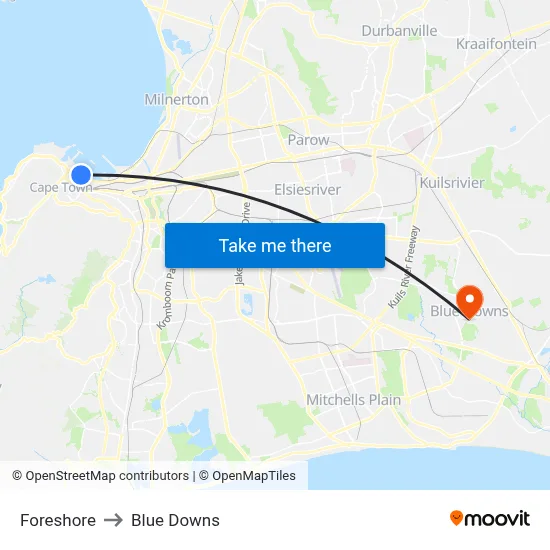 Foreshore to Blue Downs map