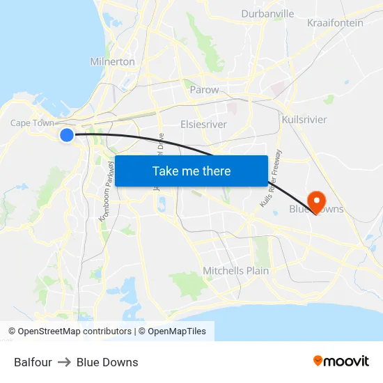 Balfour to Blue Downs map