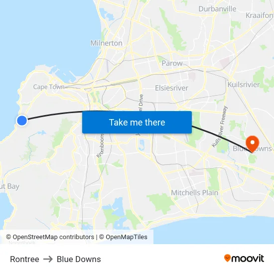 Rontree to Blue Downs map