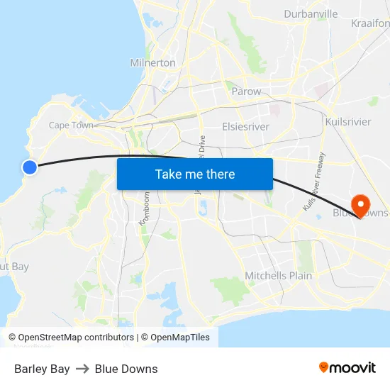 Barley Bay to Blue Downs map