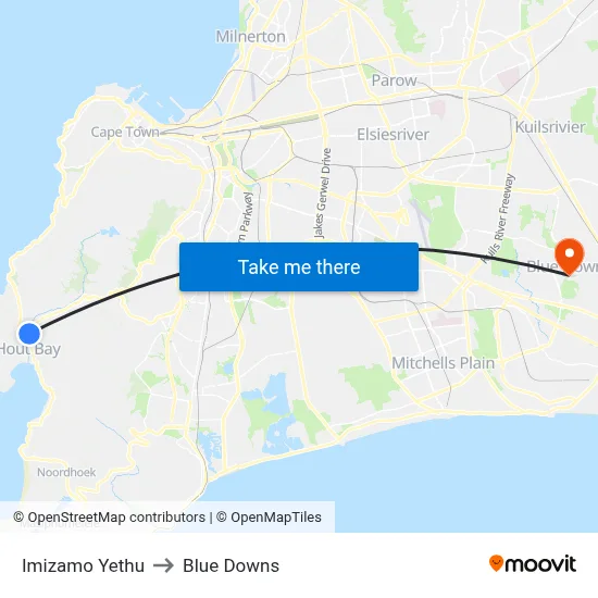Imizamo Yethu to Blue Downs map