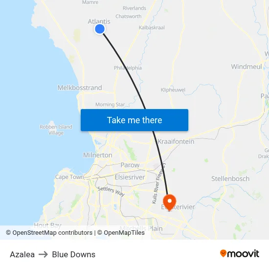Azalea to Blue Downs map