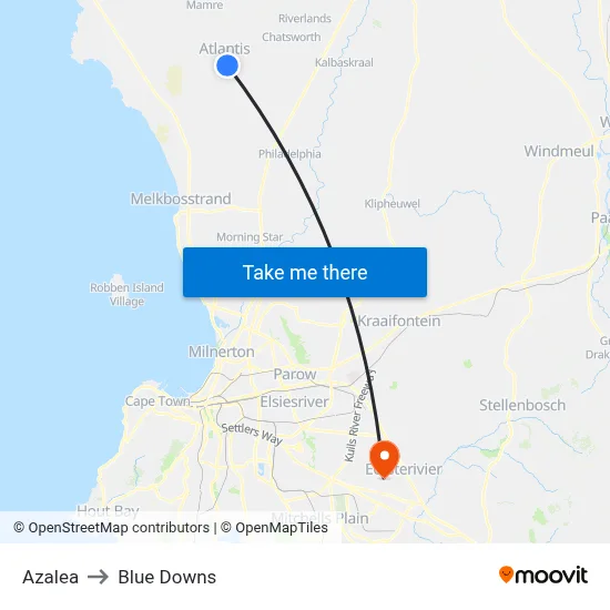 Azalea to Blue Downs map