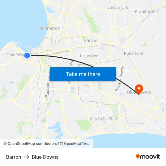 Barron to Blue Downs map