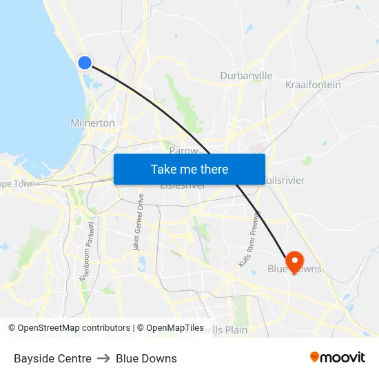 Bayside Centre to Blue Downs map