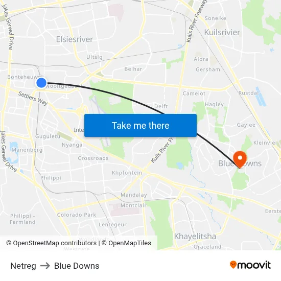 Netreg to Blue Downs map