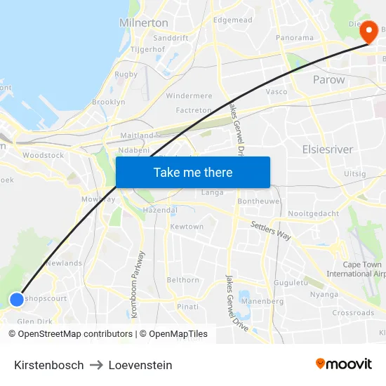 Kirstenbosch to Loevenstein map
