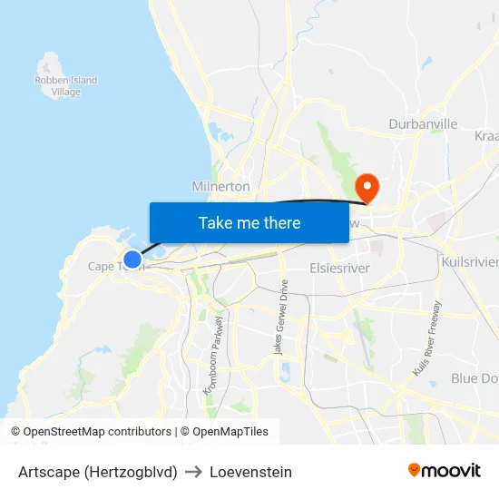 Artscape (Hertzogblvd) to Loevenstein map