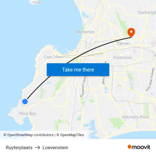 Ruyterplaats to Loevenstein map
