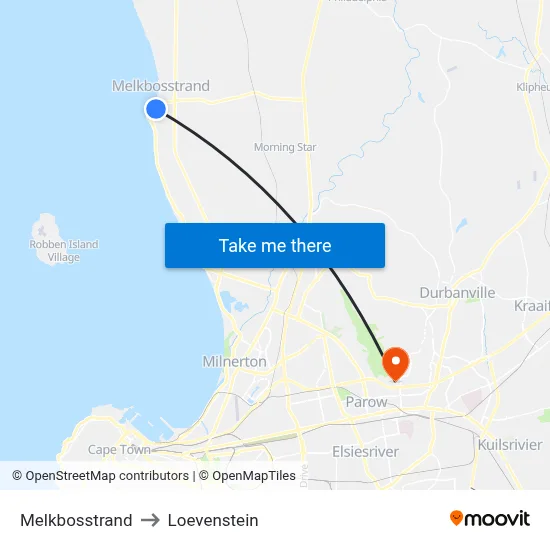 Melkbosstrand to Loevenstein map