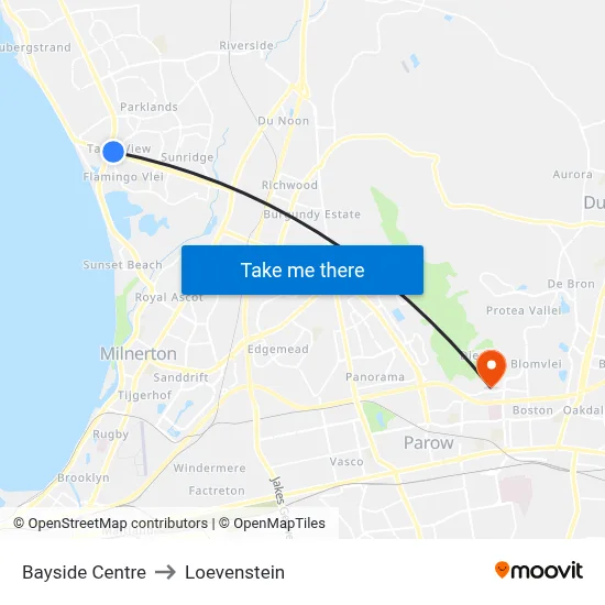 Bayside Centre to Loevenstein map