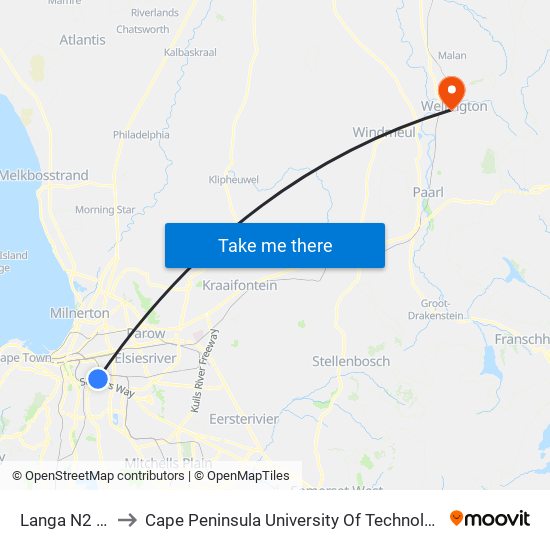Langa N2 Gateway to Cape Peninsula University Of Technology (Wellington Campus) map