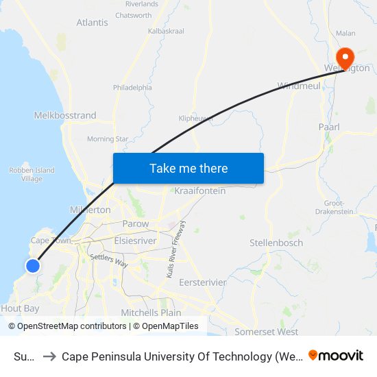 Susan to Cape Peninsula University Of Technology (Wellington Campus) map