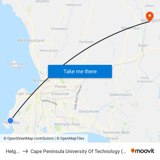 Helgarda to Cape Peninsula University Of Technology (Wellington Campus) map