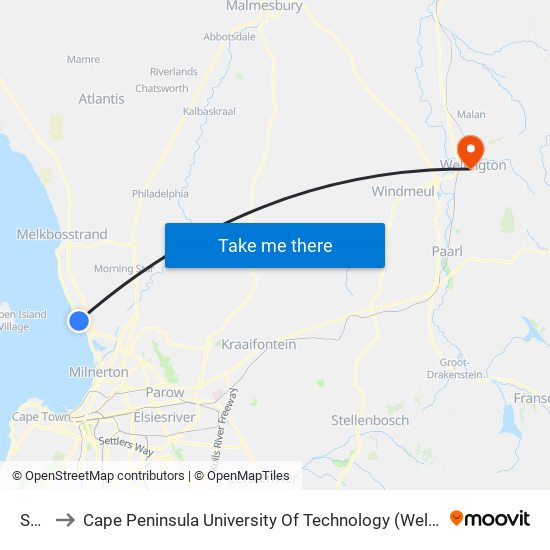 Shell to Cape Peninsula University Of Technology (Wellington Campus) map