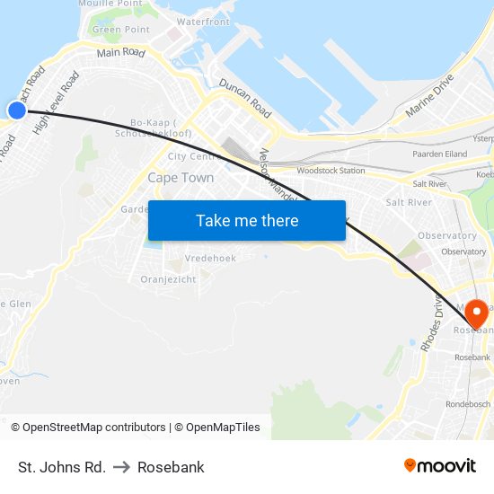 St. Johns Rd. to Rosebank map