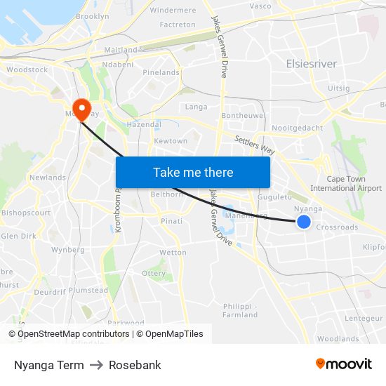 Nyanga Term to Rosebank map