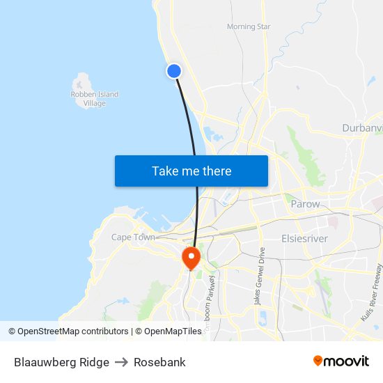 Blaauwberg Ridge to Rosebank map