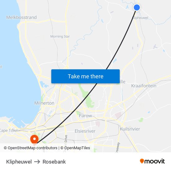 Klipheuwel to Rosebank map