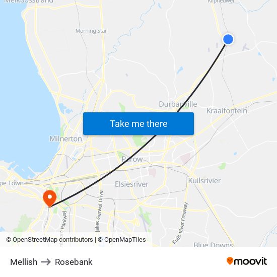 Mellish to Rosebank map