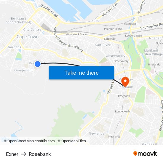 Exner to Rosebank map