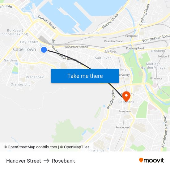 Hanover Street to Rosebank map