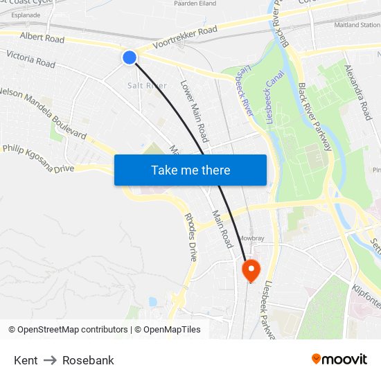 Kent to Rosebank map