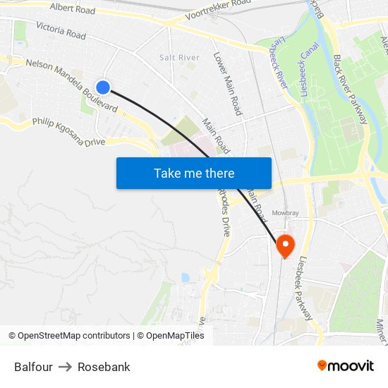 Balfour to Rosebank map