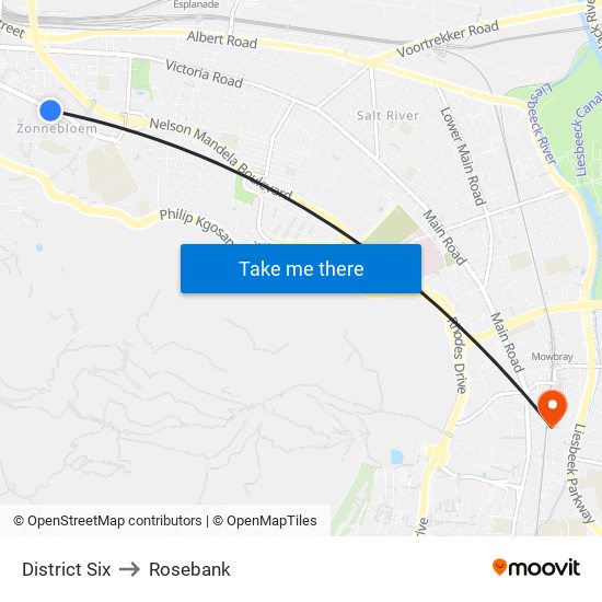 District Six to Rosebank map