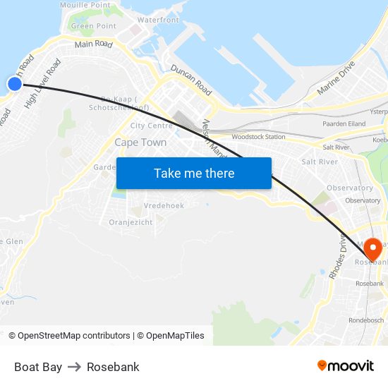 Boat Bay to Rosebank map