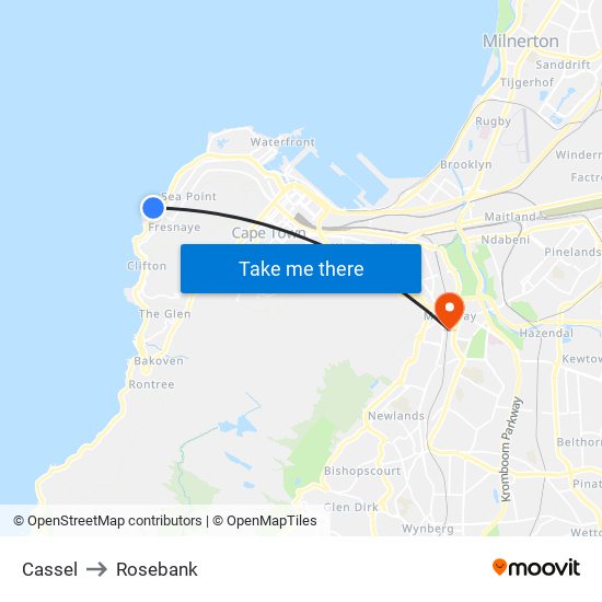 Cassel to Rosebank map