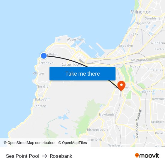 Sea Point Pool to Rosebank map