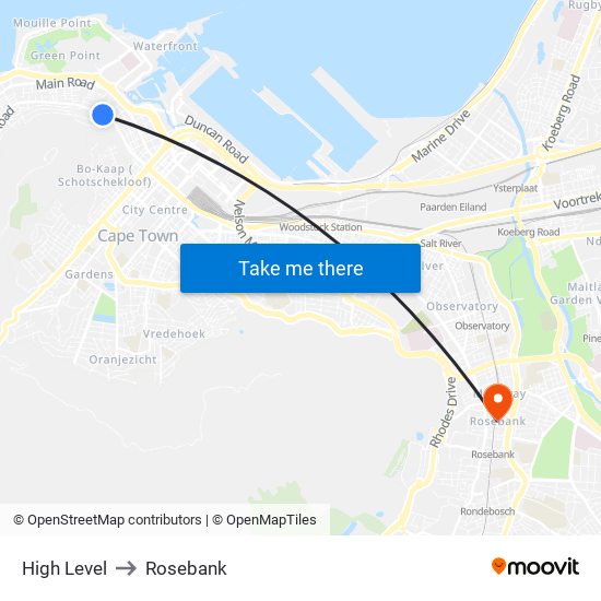High Level to Rosebank map