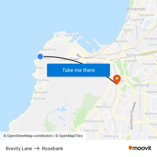 Brevity Lane to Rosebank map