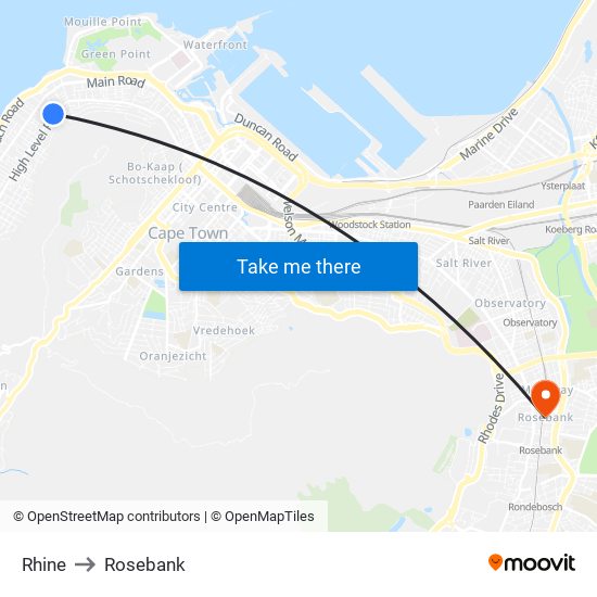 Rhine to Rosebank map