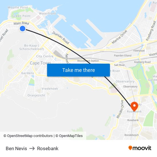 Ben Nevis to Rosebank map